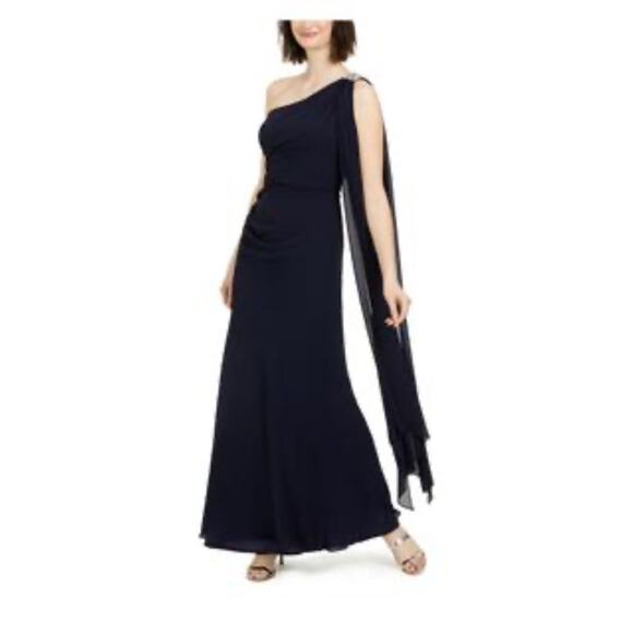 NWT Vince Camuto Embellished Shoulder One Shoulder Flow Gown Size 14 - Picture 1 of 8